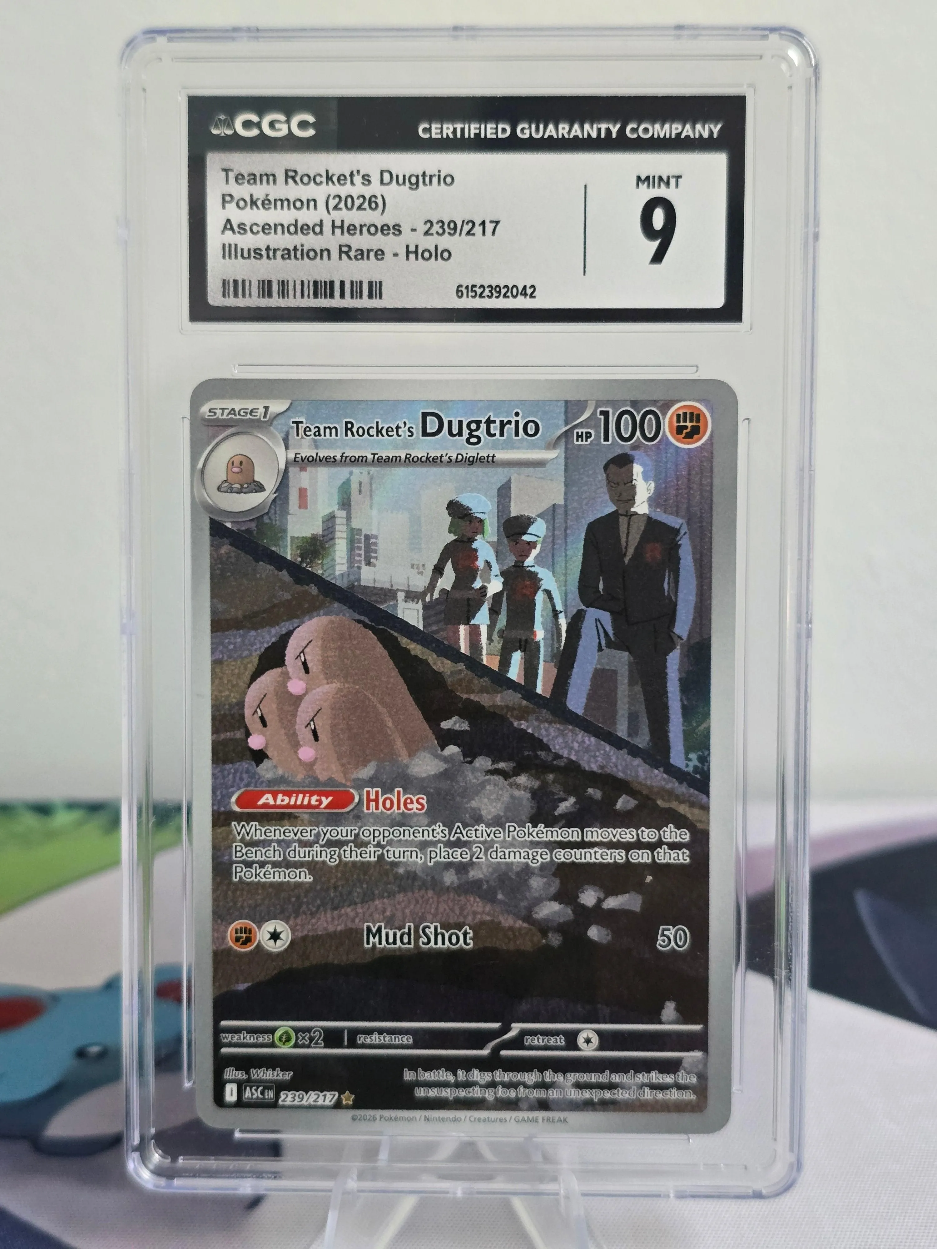 Team Rocket's Dugtrio #239/217 Illustration Rare — Ascended Heroes — CGC 9 Mint