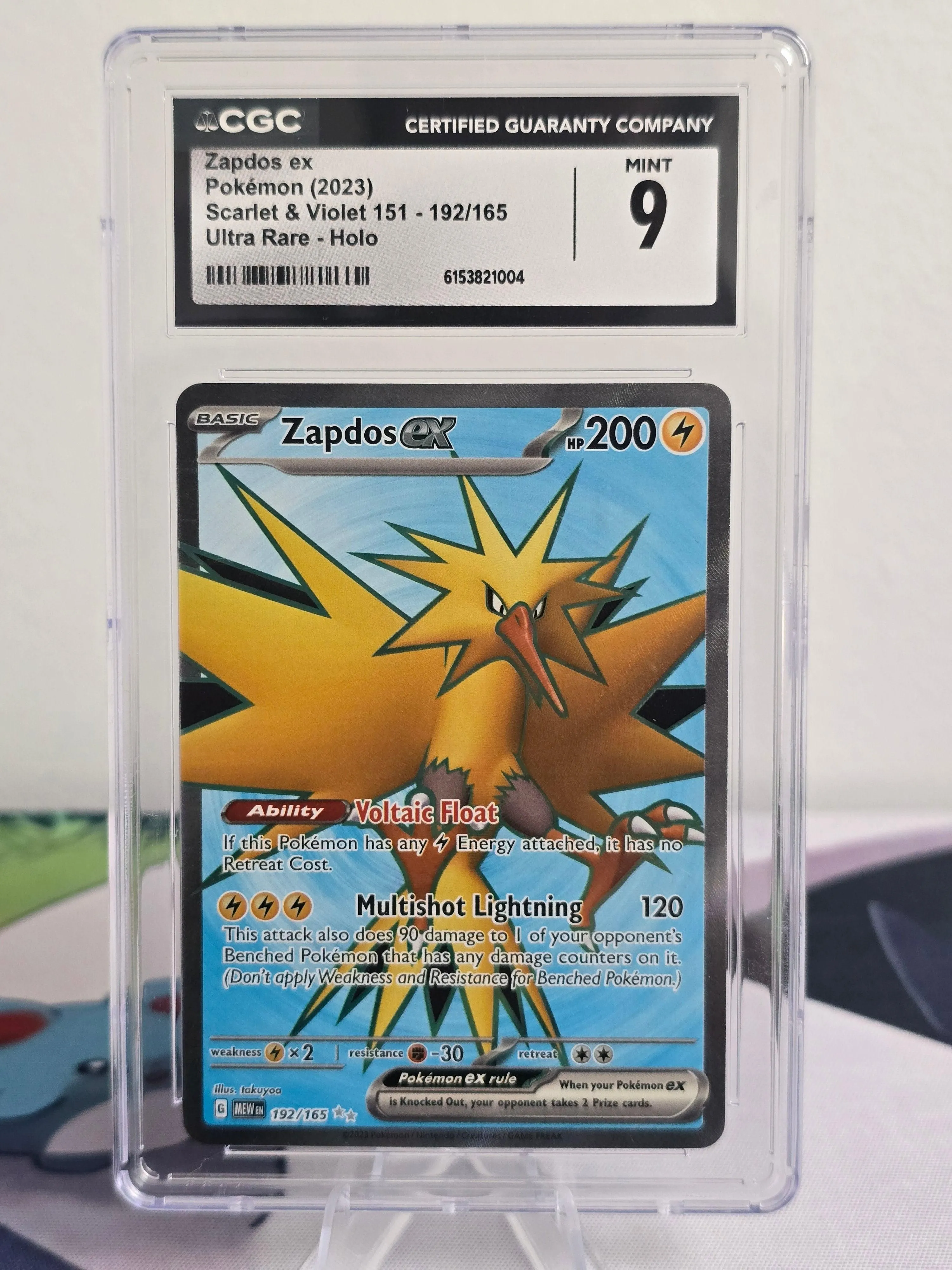Zapdos ex #192/165 — Pokémon 151 — CGC 9 Mint