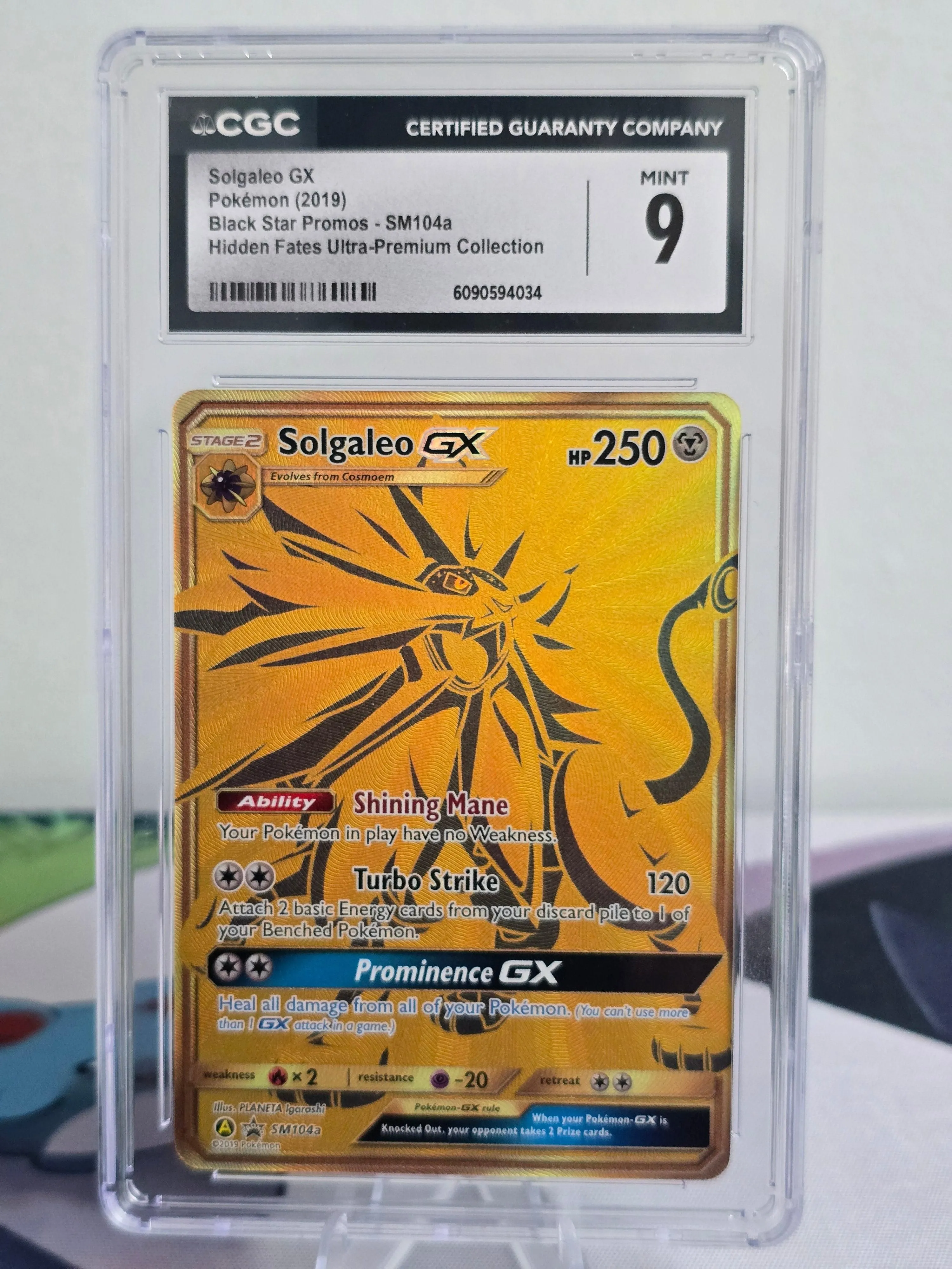Solgaleo GX #SM104a — Hidden Fates Black Star Promo — CGC 9 Mint