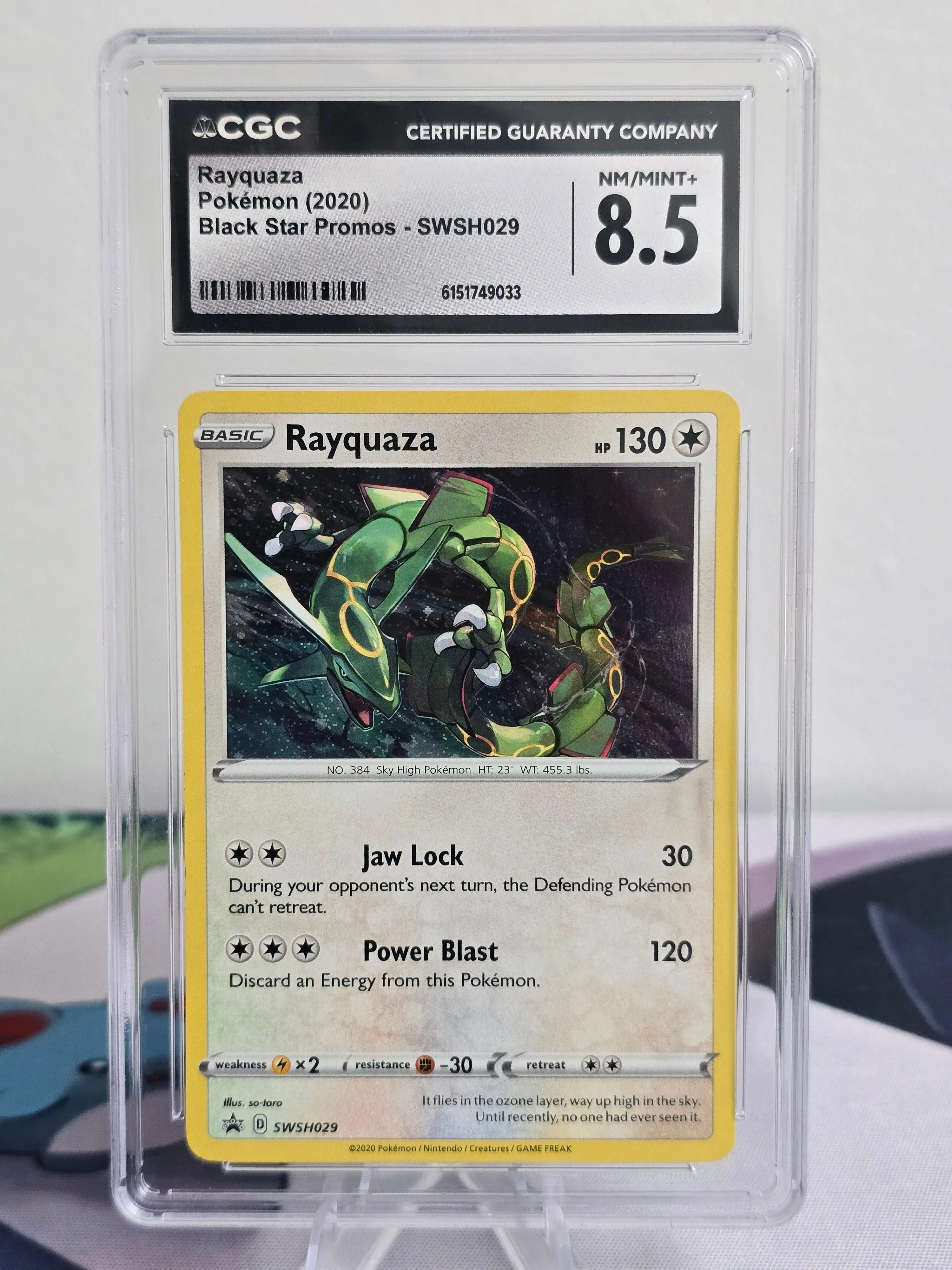 Rayquaza #SWSH029 — Sword & Shield Black Star Promo — CGC 8.5 NM-Mint+