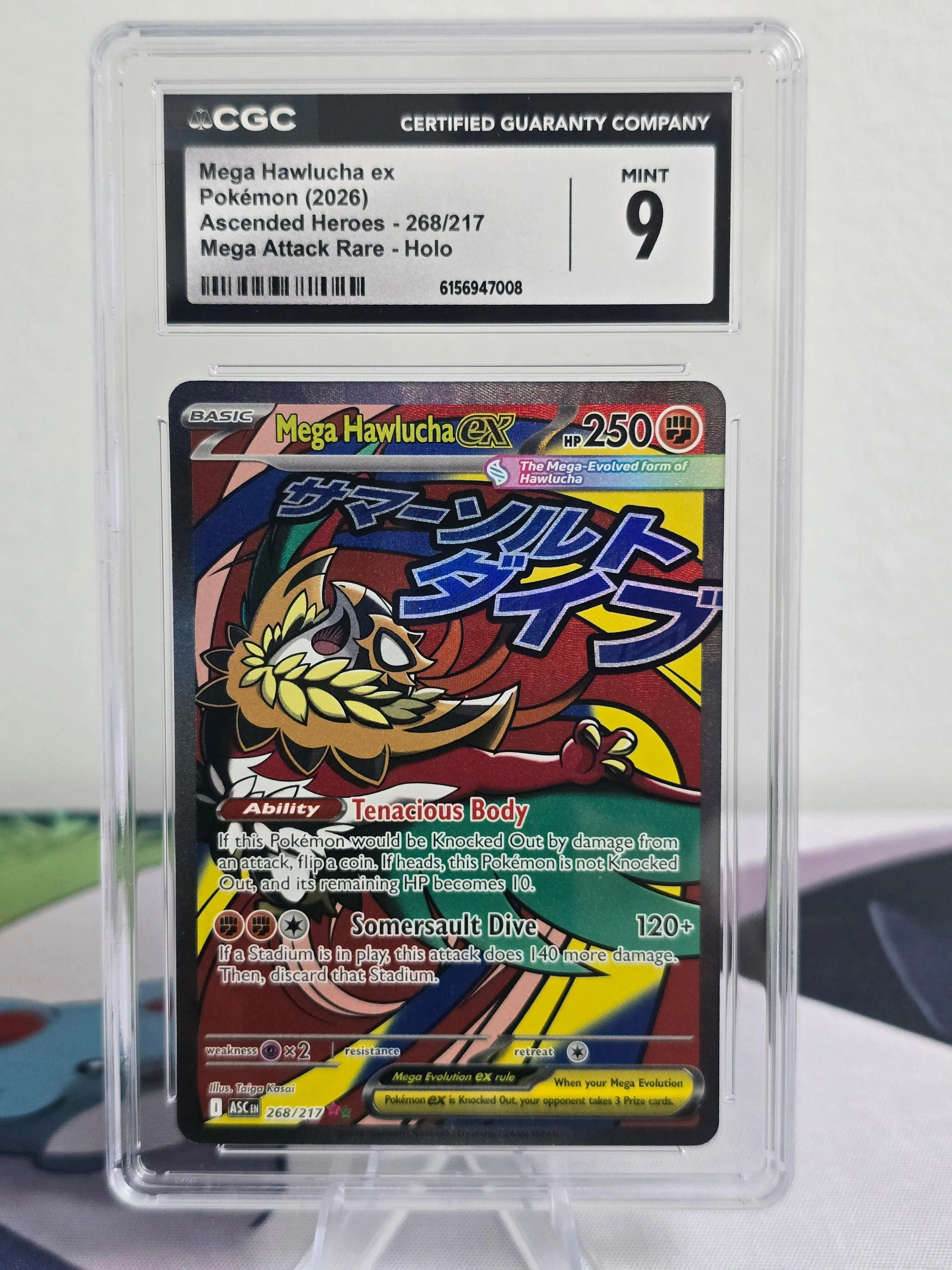 Mega Hawlucha ex #268/217 Mega Attack Rare — Ascended Heroes — CGC 9 Mint