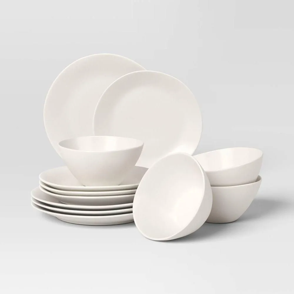 New without box - 12pc Stoneware Aralia Dinnerware Set Sour Cream - Threshold