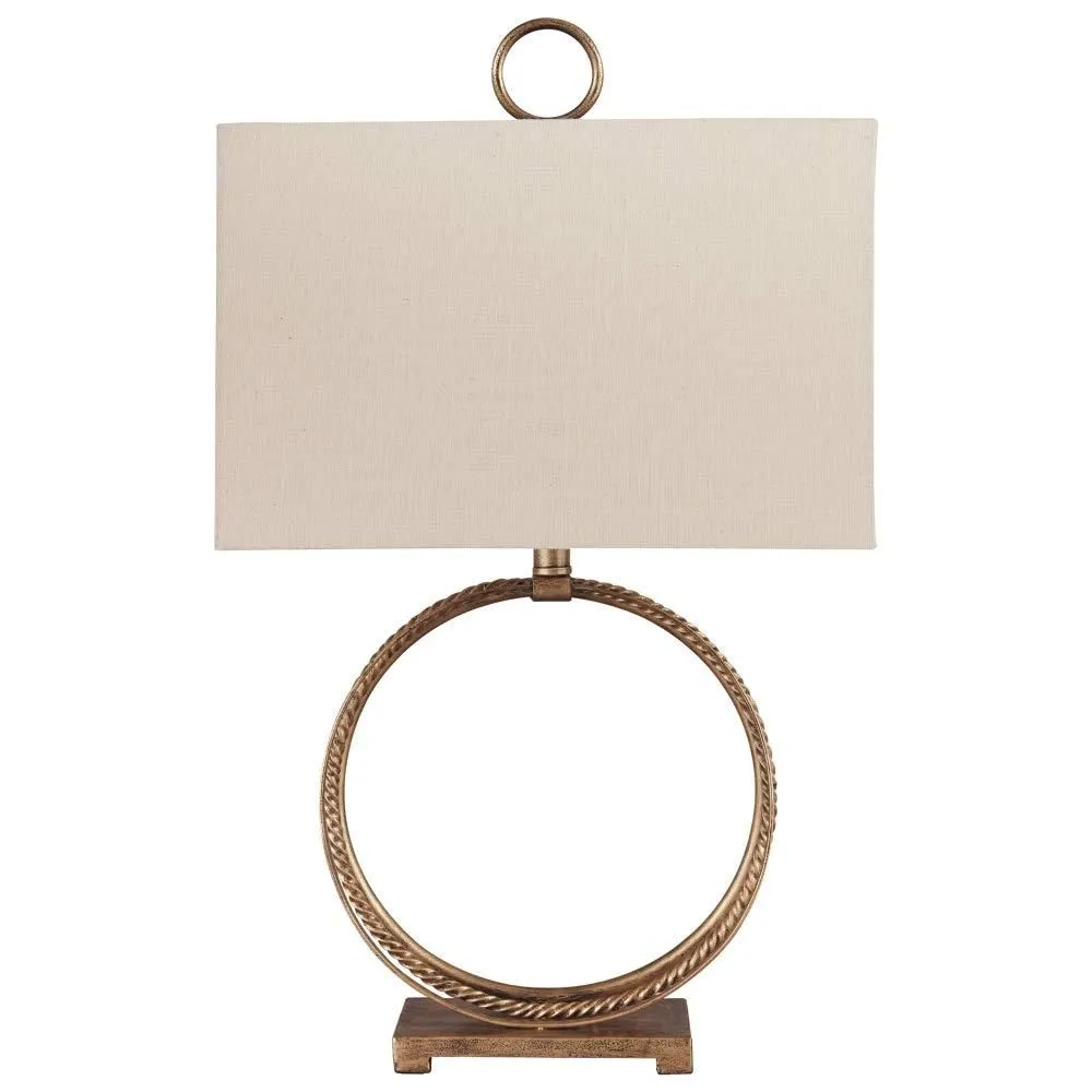 New without box - Mahala Table Lamp Antique Gold: Elegant Braided Metal Rectangle Shade