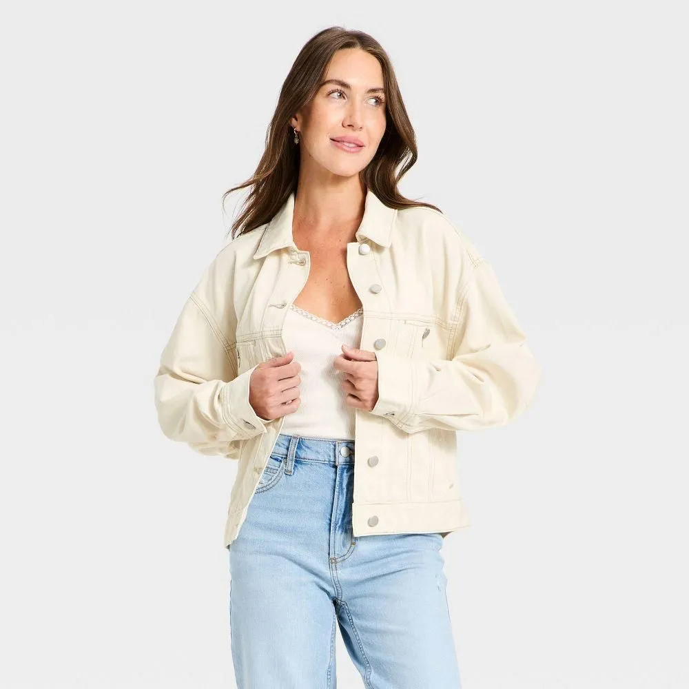 New without Tags - Size: Small - Women's Relaxed Trucker Denim Jacket - Universal Thread Off-White S