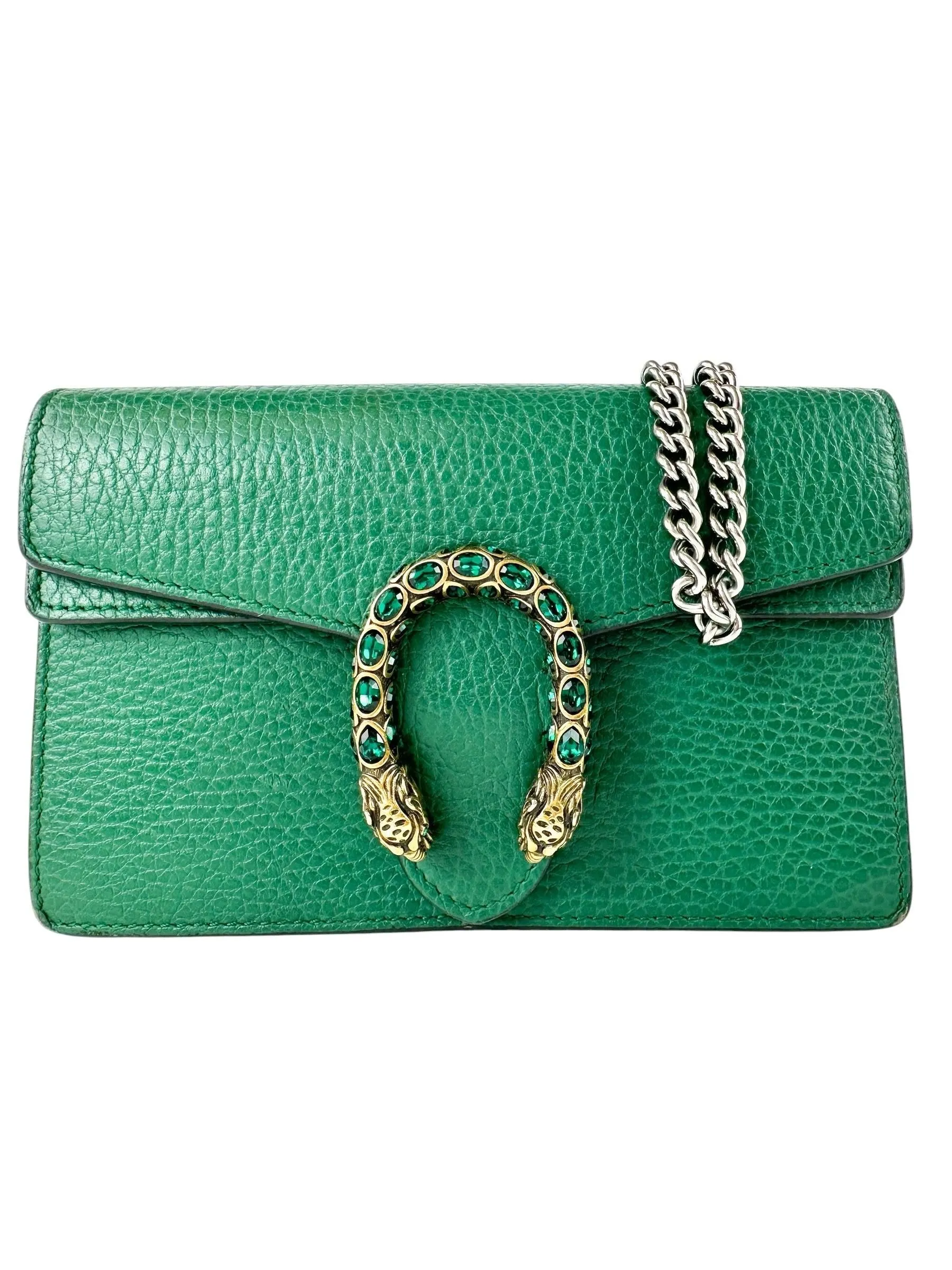 Gucci Green Pebbled Leather Dionysus Bag