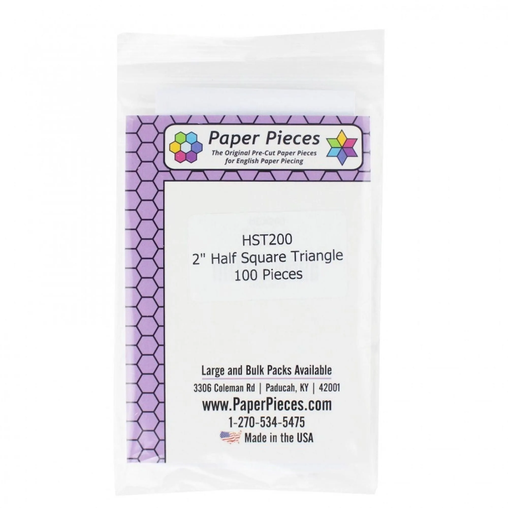 Paper Pieces- 2" Half Square Triangles: 100 Pack
