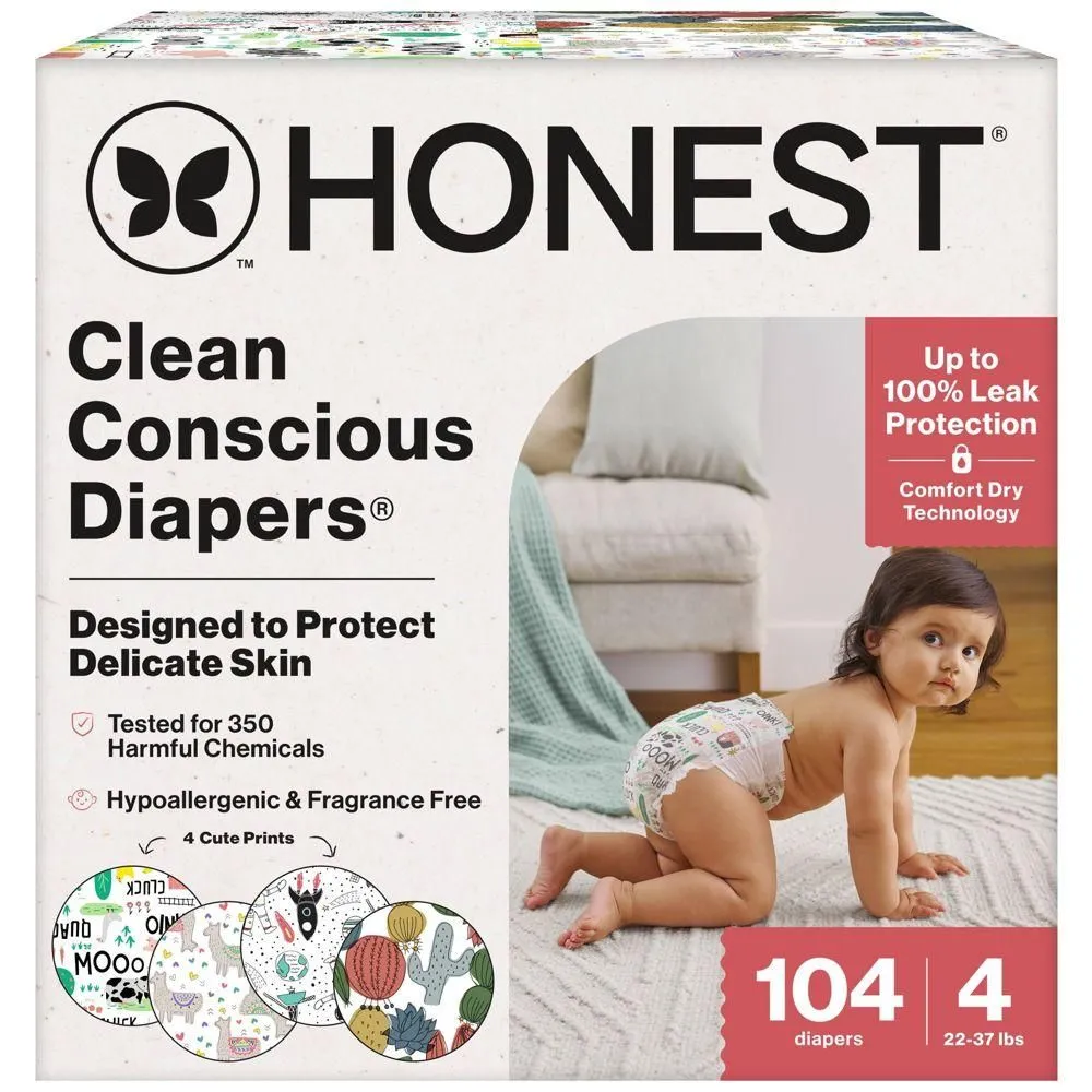 New without Tags - Size: 5 - The Honest Company Clean Conscious Disposable Diapers - Four Print Pack -