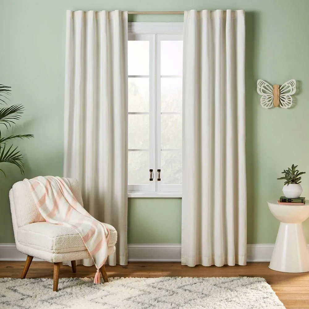 New without box - 84" Blackout Chambray Cotton Kids' Panel Cream - Pillowfort: Noise Reduction UV