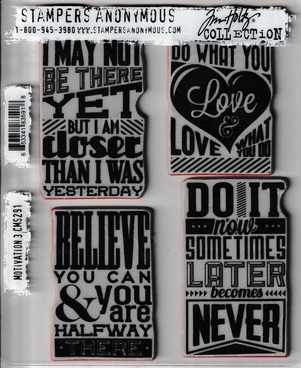 CMS291 Motivation 3 Stampers Anonymous Tim Holtz Quote Rubber Stamp Set