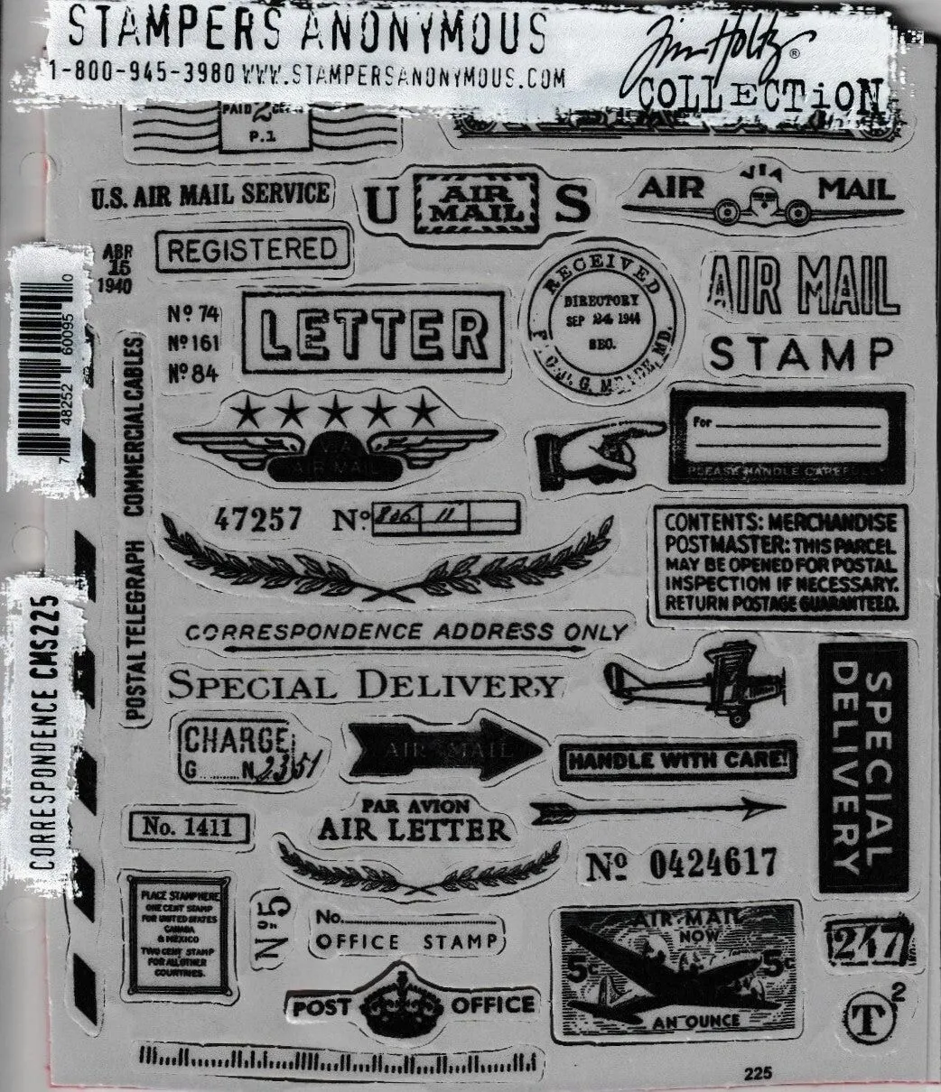 CMS225 Correspondence Stampers Anonymous Tim Holtz Collection Clear Stamp Set