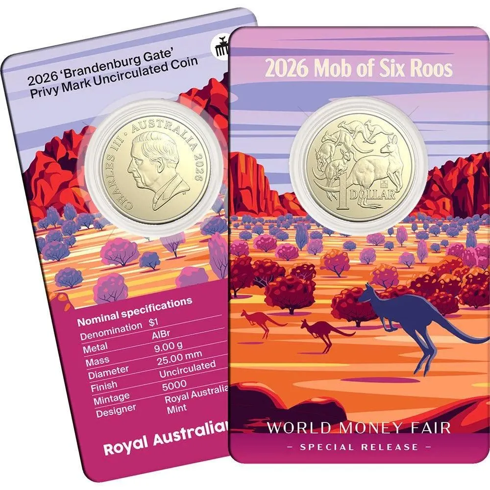 2026 $1 Mob of 6 Roos Coin in card