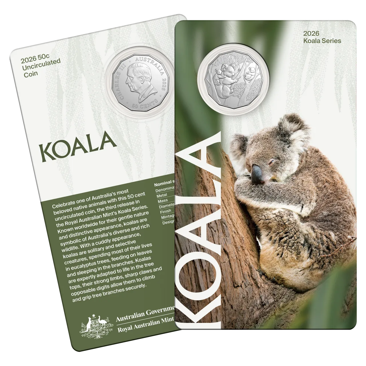 2026 Koala Series 50 Cent coin in card