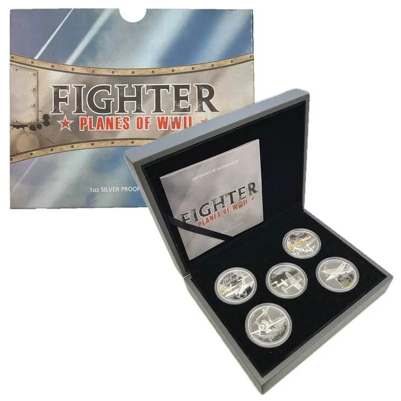 2008 Fighter Planes of WWII Silver Proof 5 Coin set