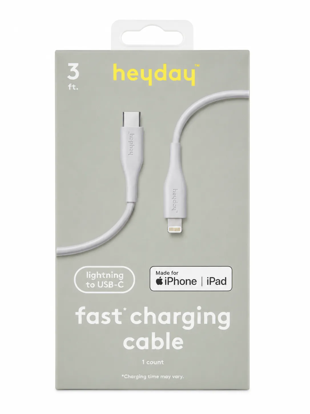 heyday™ 3ft Lightning to USB-C Fast Charging Cable for iPhone & iPad | Apple MFi Certified
