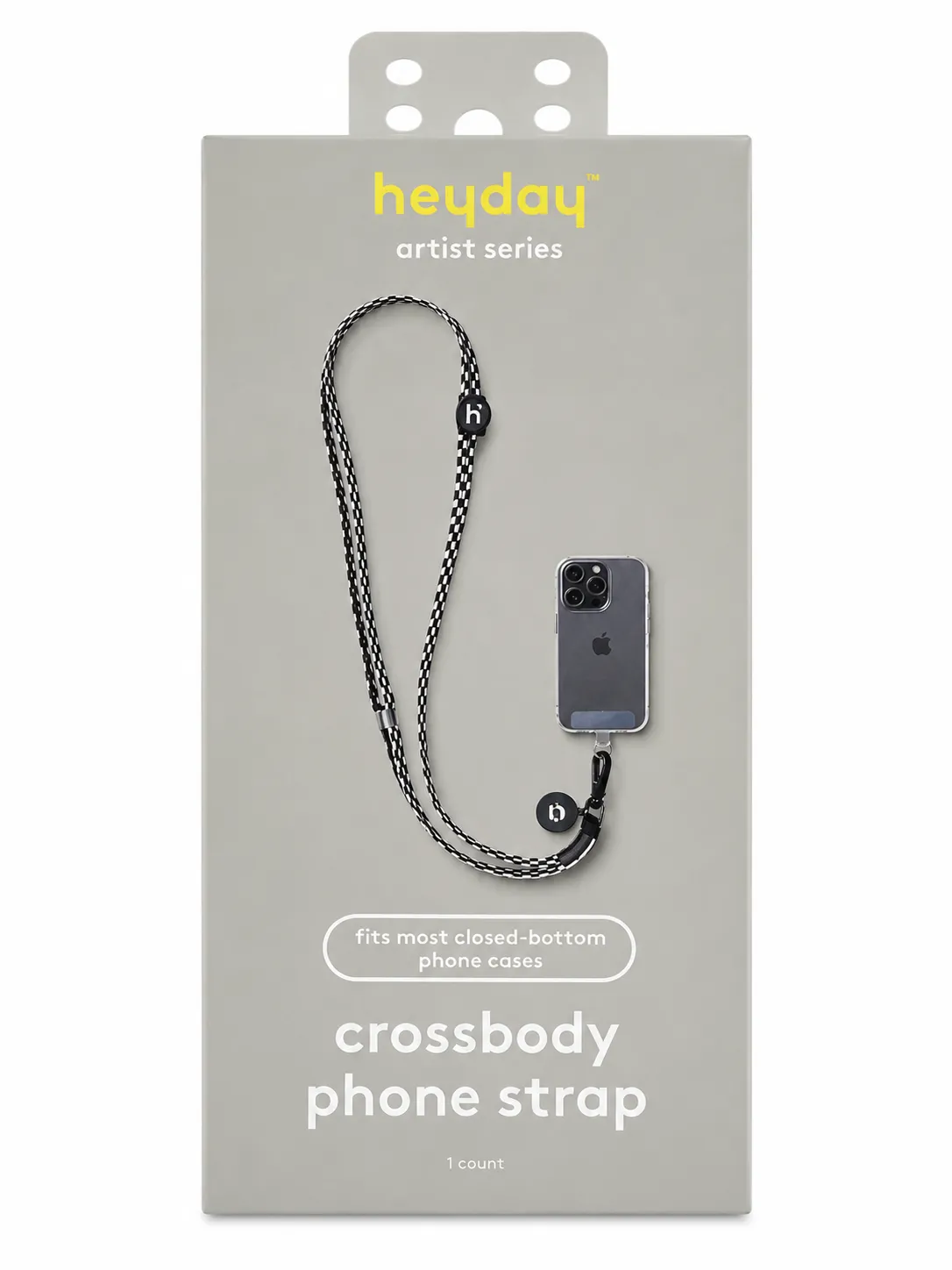 heyday™ Artist Series Adjustable Crossbody Phone Strap | Black & White | Fits Most Phone Cases
