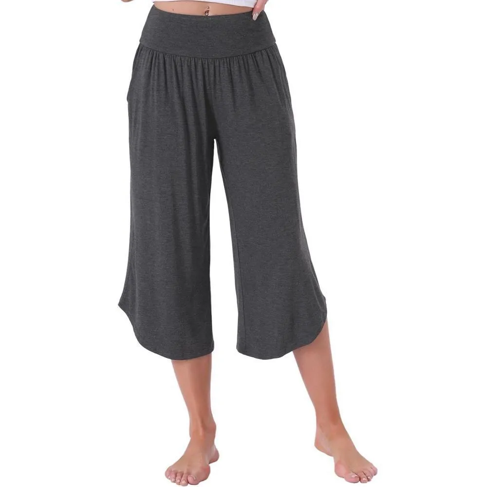 New without Tags - Size: Large - INSPIRE CHIC Women's Capri Lounge Yoga Summer Wide Leg with Pockets Workout