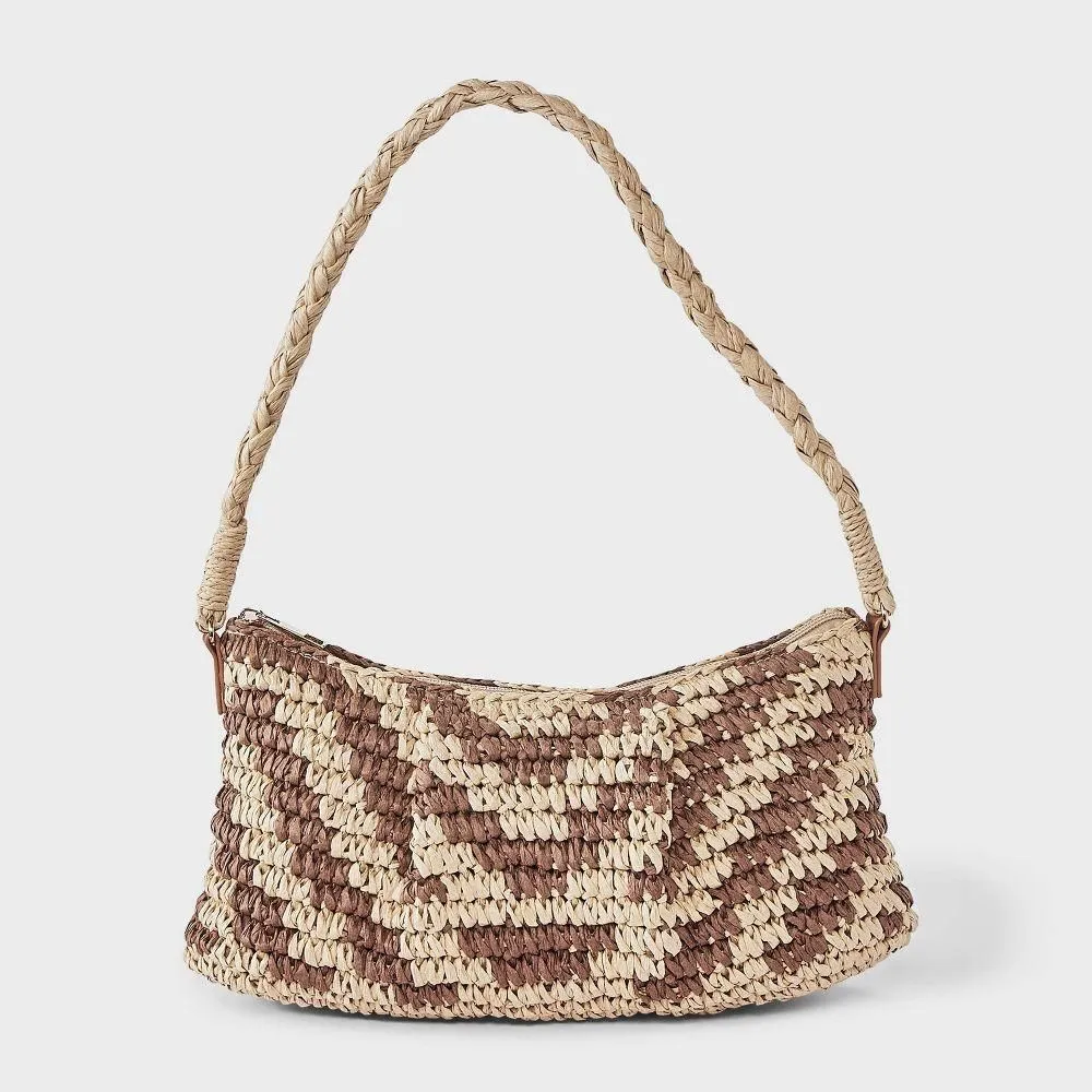 New Without Tags - Size: One Size - Hand Crocheted Straw Shoulder Bag - A New Day Brown