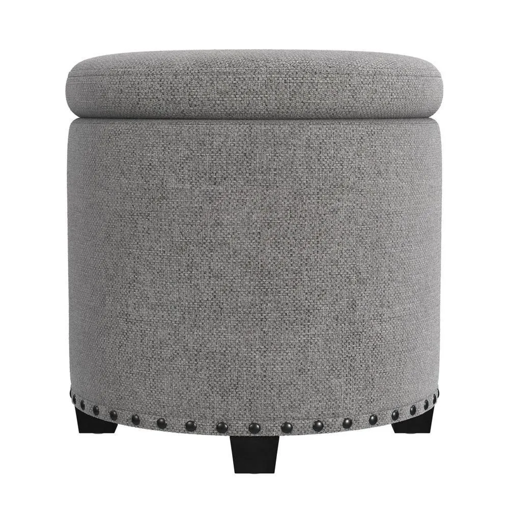 New without box - HomePop Storage Ottoman with Nailheads Gray