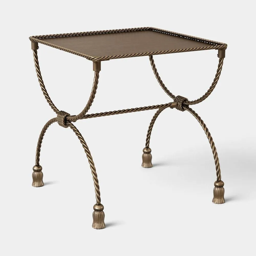 New without box - Twisted Metal Side Table with Tassel Feet Antique Brass - Assembly Required