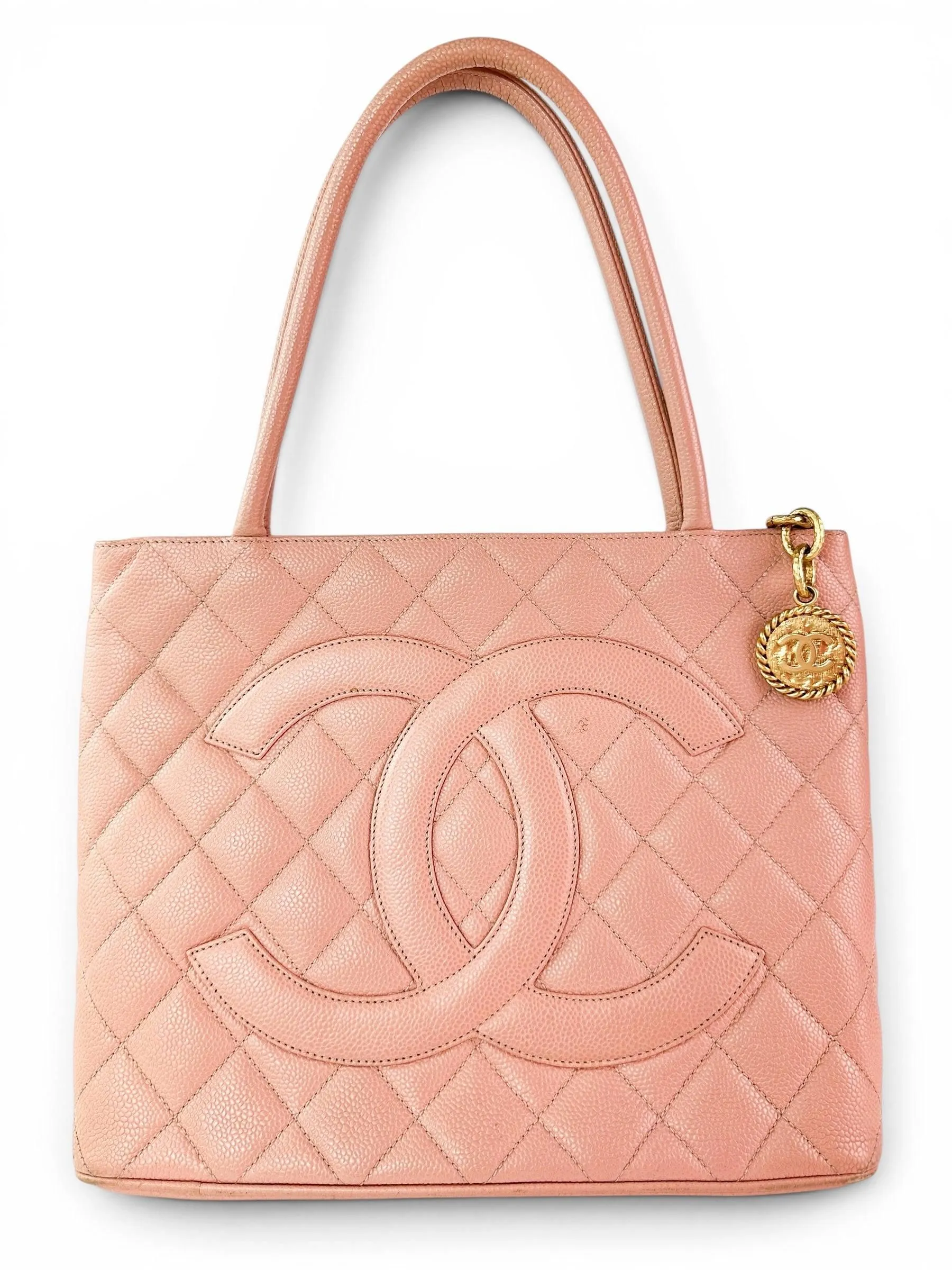Chanel Pink Caviar Leather Medallion Tote