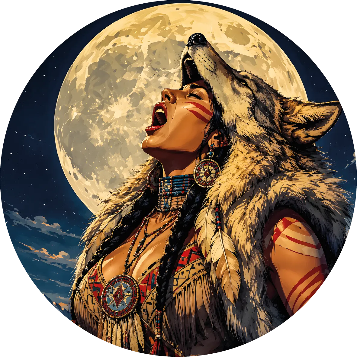 In Stock! The Spirit Howls Colorized 1/2 oz Silver Round by Hayleybug Mint (06/29)