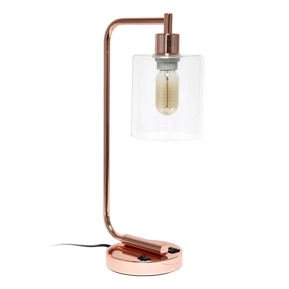 New without box - Creekwood Home Vintage Vantage 18.8" Curved Arm Desk Lamp with Glass Shade