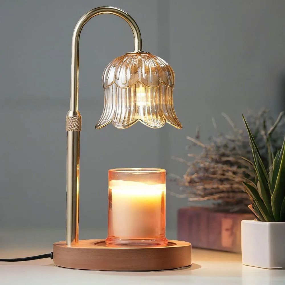 New without box - FAAYFIAN Adjustable Candle Warmer Lamp with TimerWood Base Metal ShadeBirthday