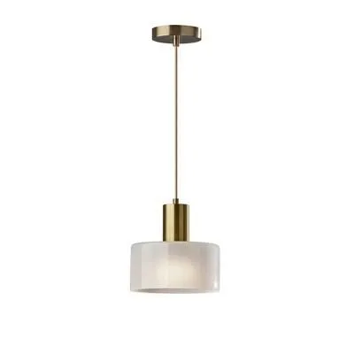 New without box - Adesso Rhodes Pendant Antique Brass: ETL Listed 9" Glass Shade Dimmable