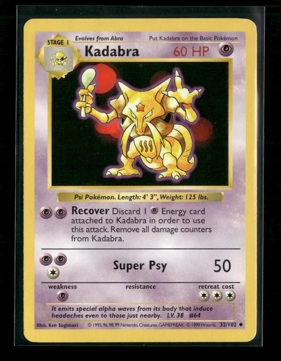 Base Set (Shadowless) Kadabra #032/102