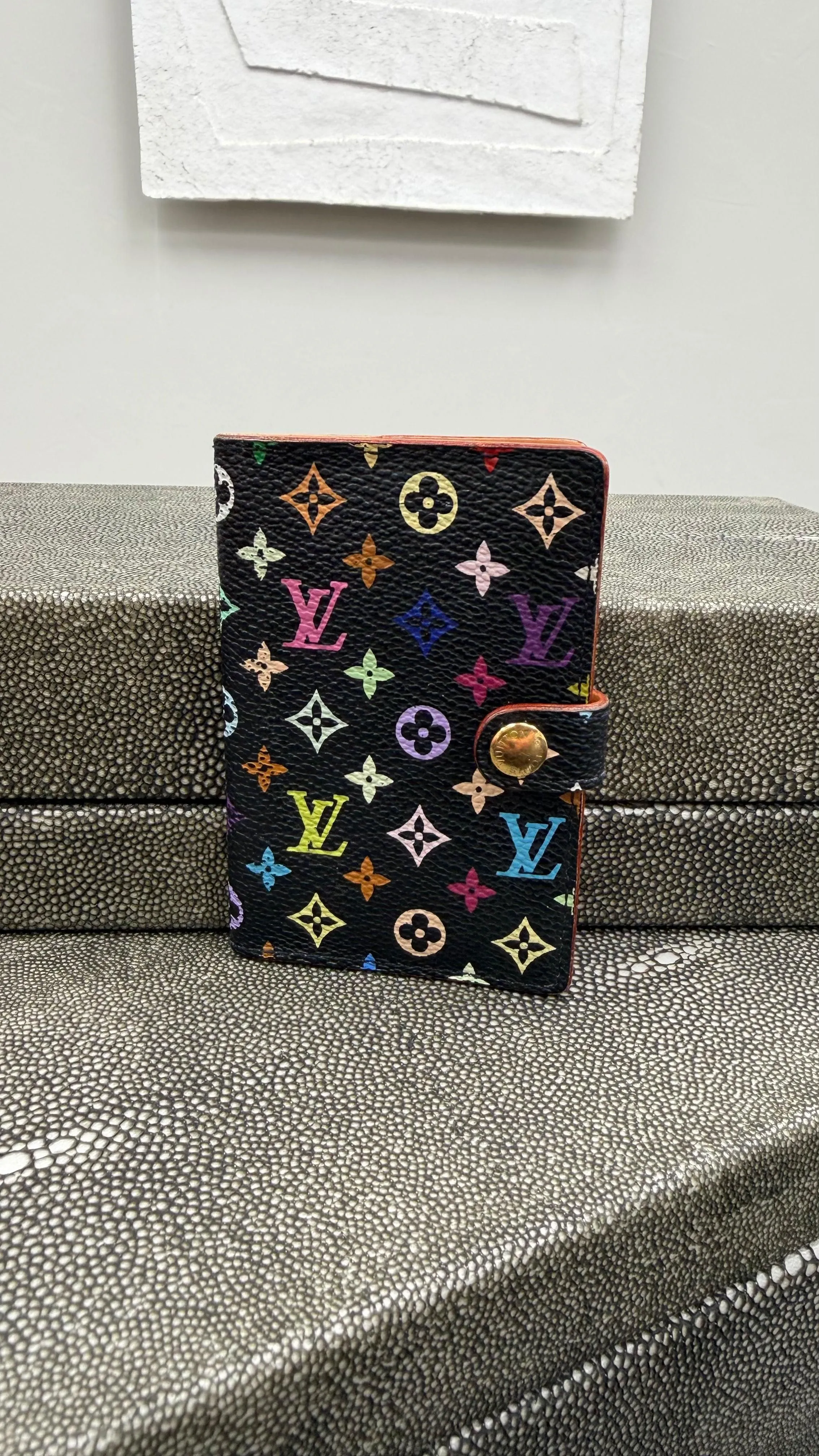 Louis Vuitton Black Multicolor Monogram Mini Agenda Card Case