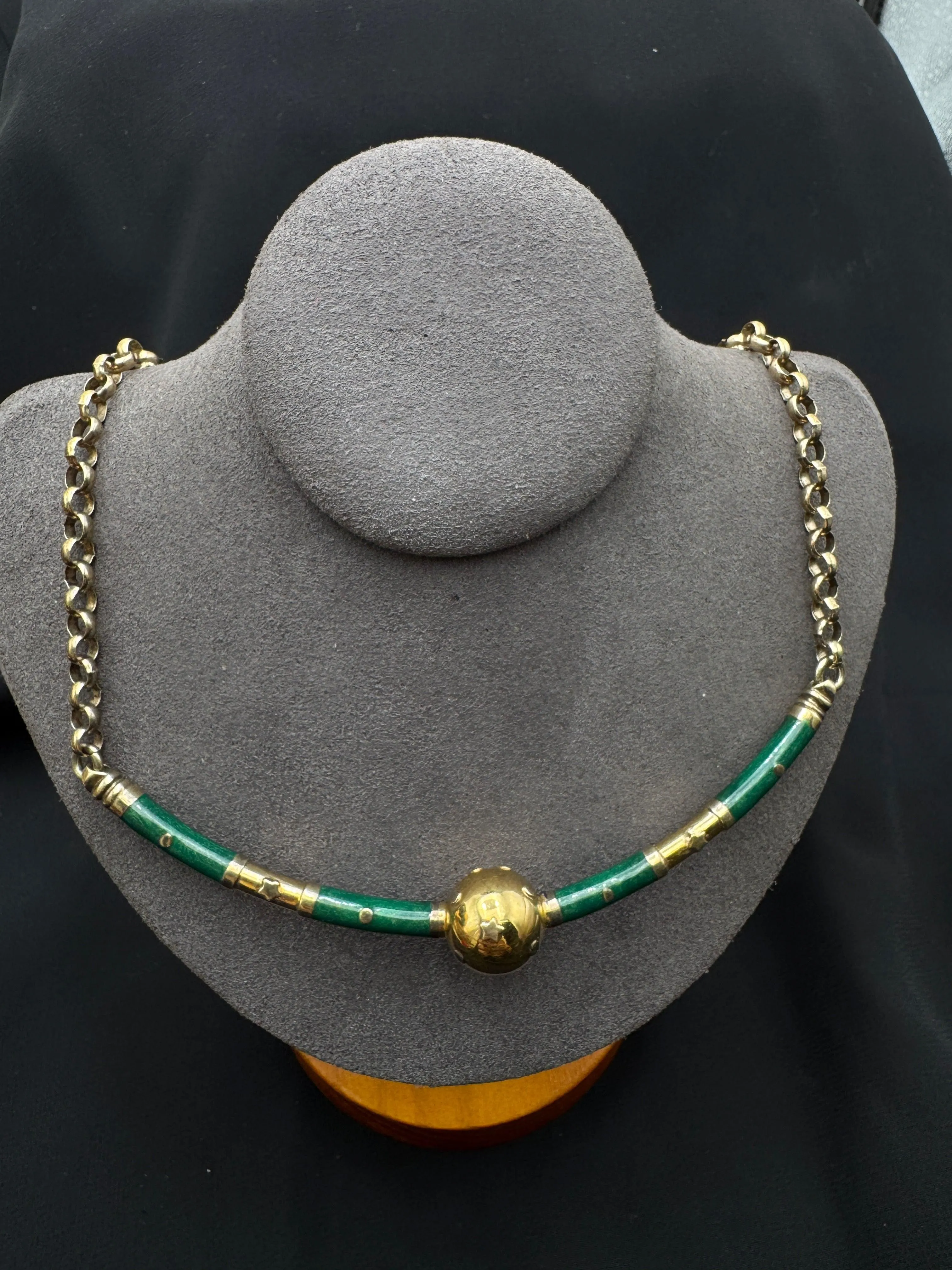 Vintage Italian Sterling Silver Enamel Necklace