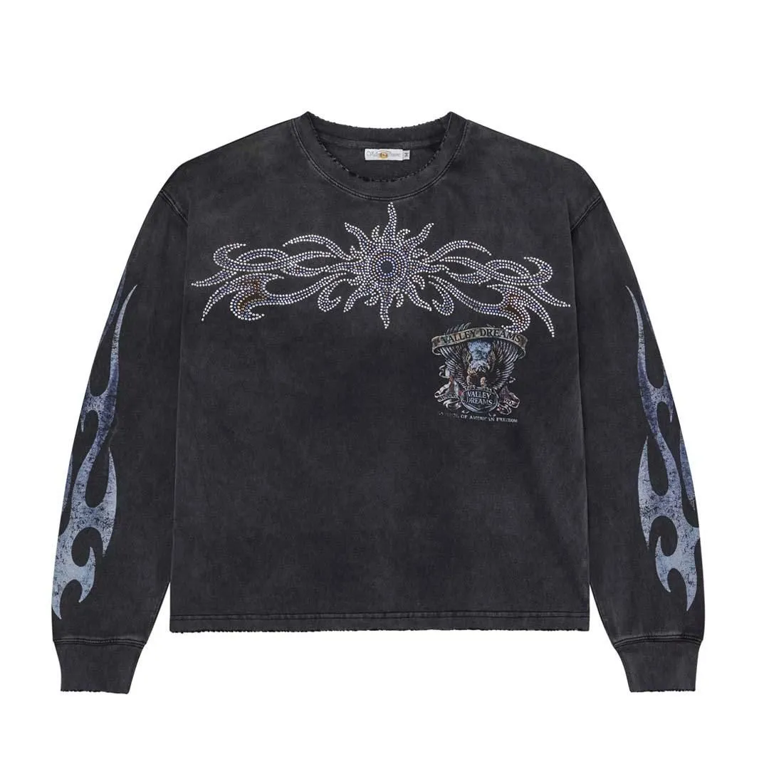 Vale Forever Valley Bling Long Sleeve Faded Black Tee