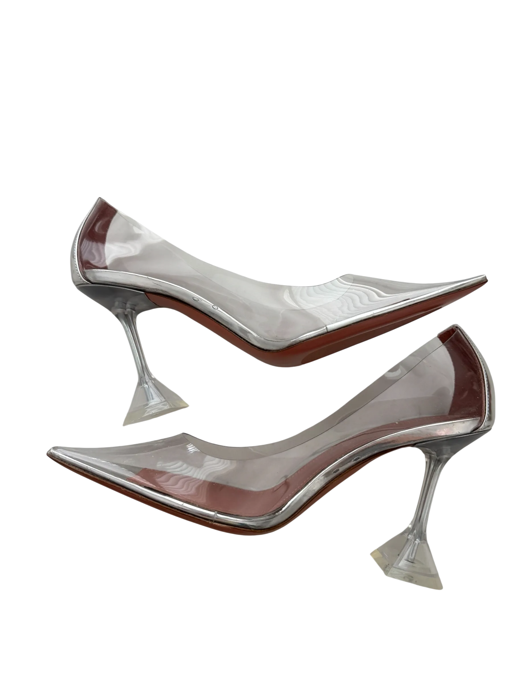 Amina Muaddi Clear PVC & Silver Pointed Toe Pumps – Size 38 (US 7.5–8) | New in Box