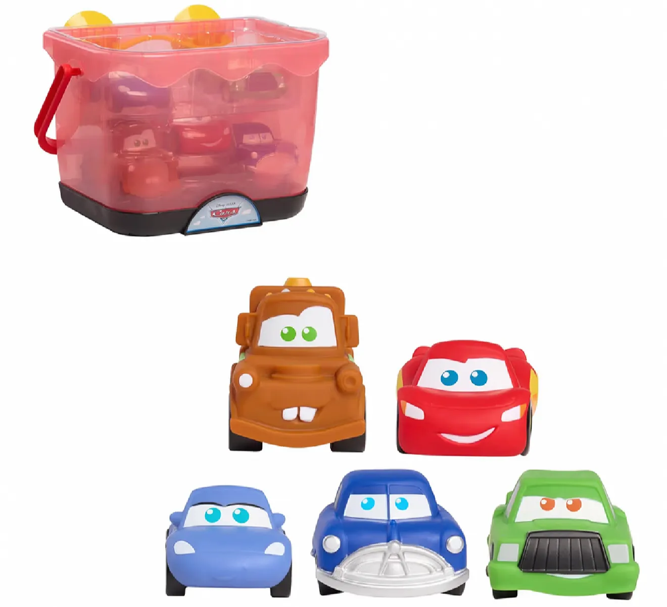 Disney and Pixar Cars Bath Caddy, 6-pieces, 5 Bath Toy Figures