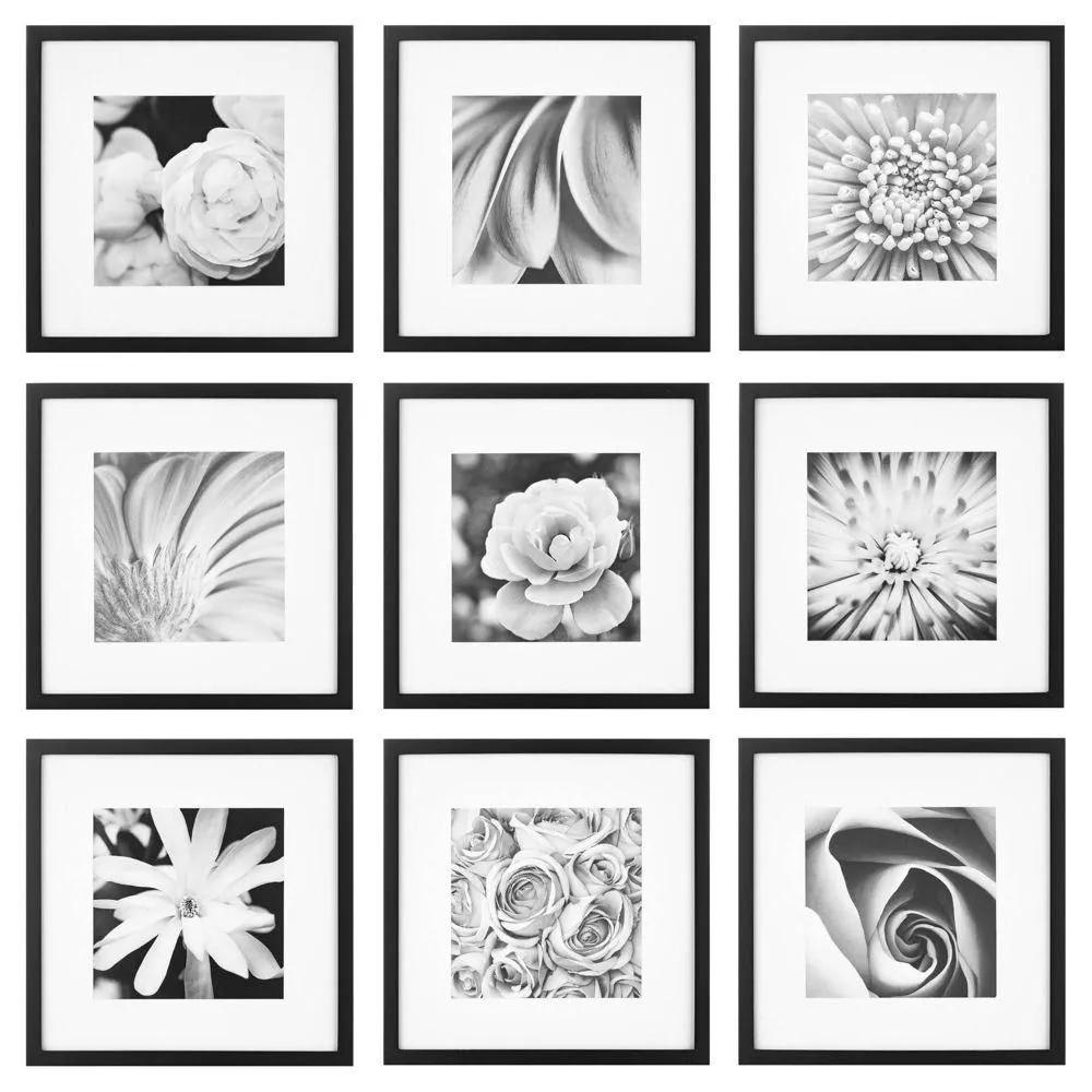 New without box - Gallery Perfect (Set of 9) Black Square Photo Frame Gallery Wall Kit