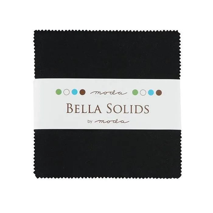 Bella Solids 5" Charm Pack Black 9900PP 99 Moda