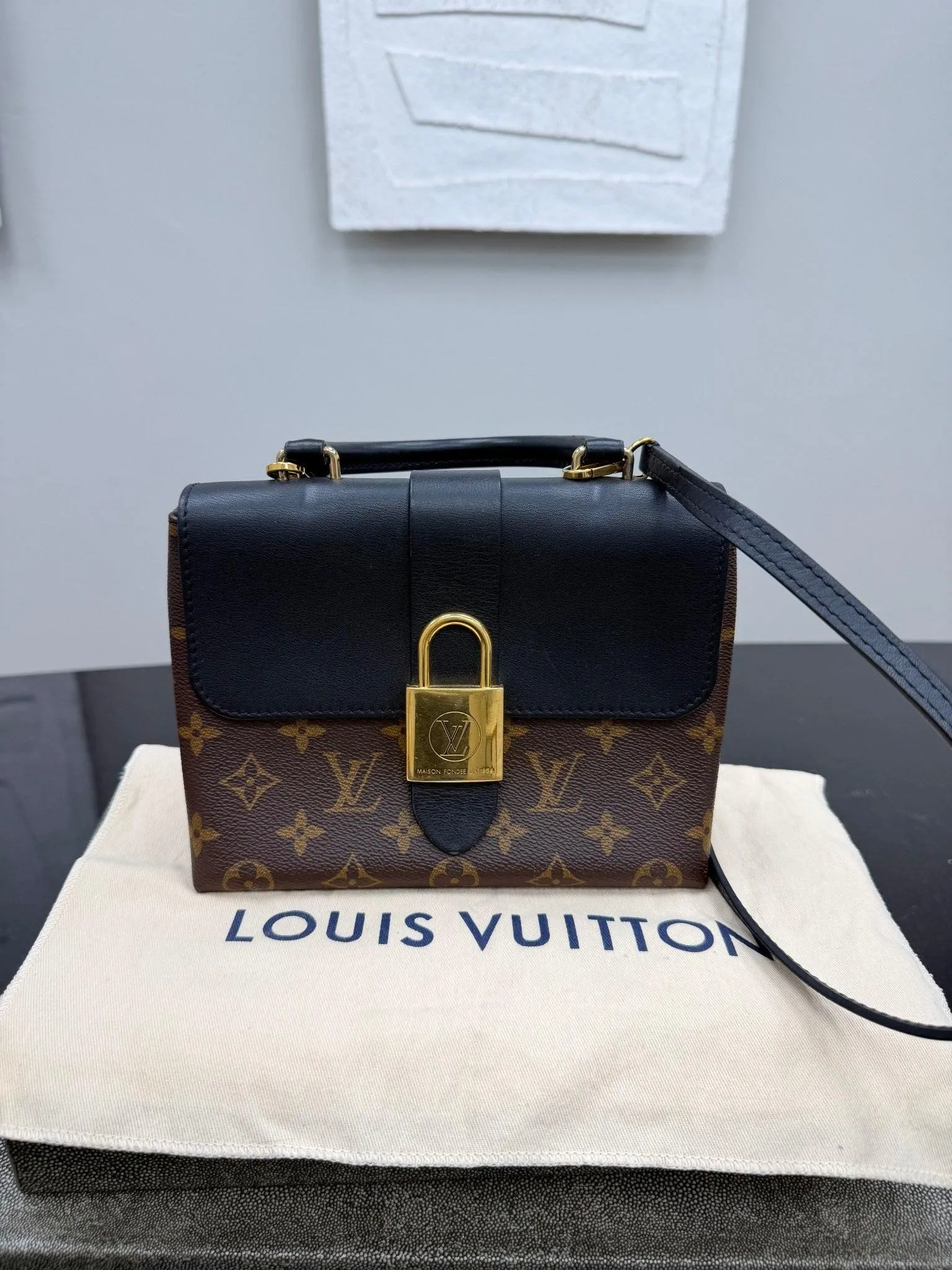 Louis Vuitton Monogram Black Leather Locky BB Crossbody Bag