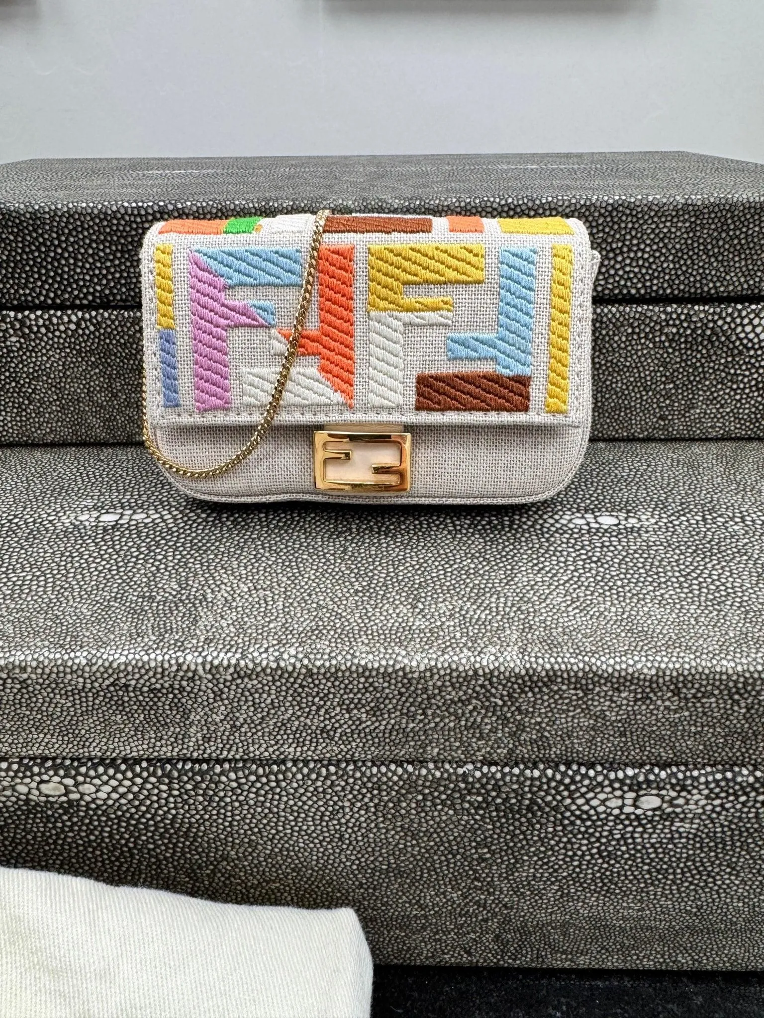 Fendi Multicolor Zucca Beige Nano Baguette