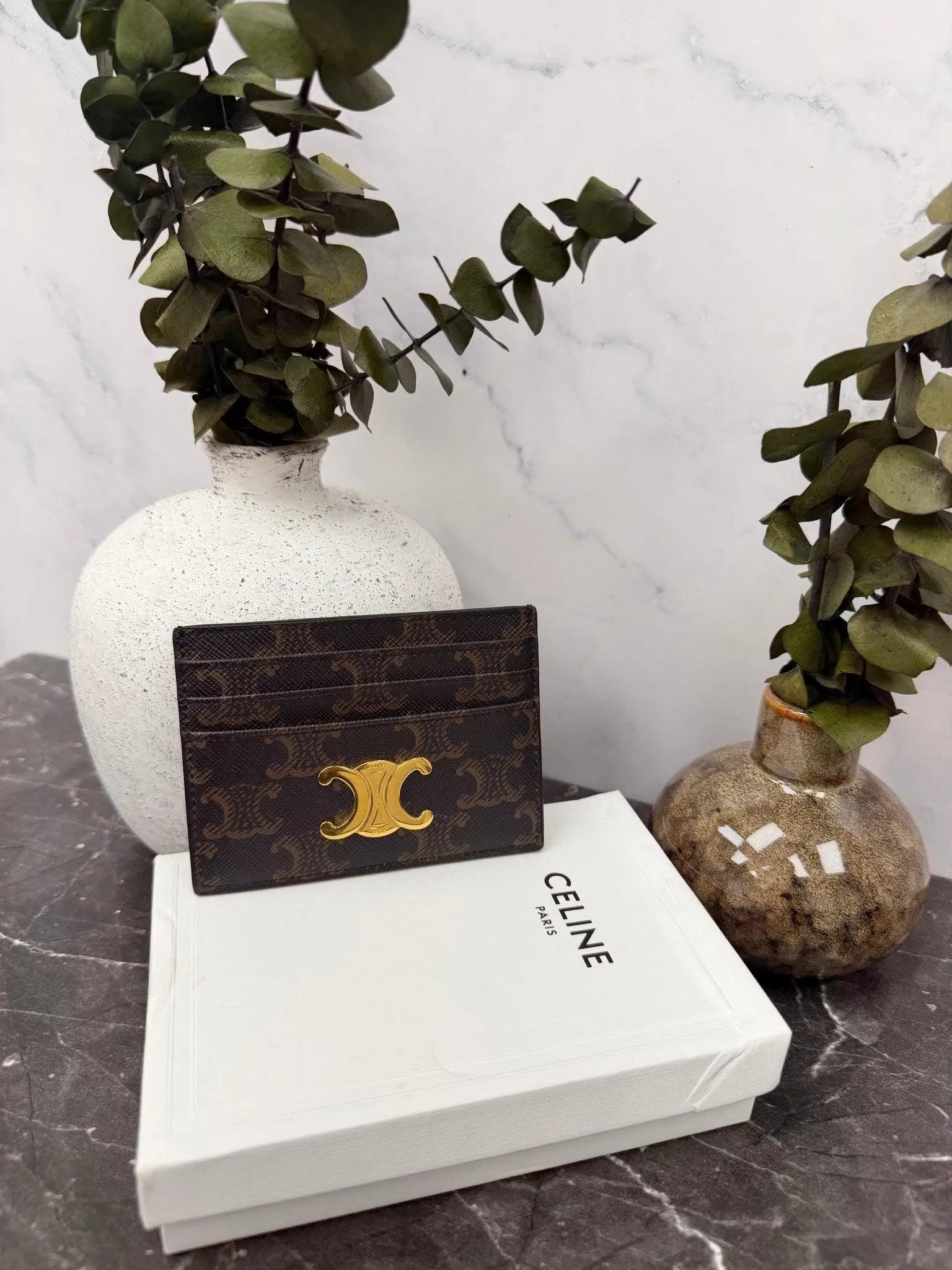 Celine Brown Triomphe Card Holder