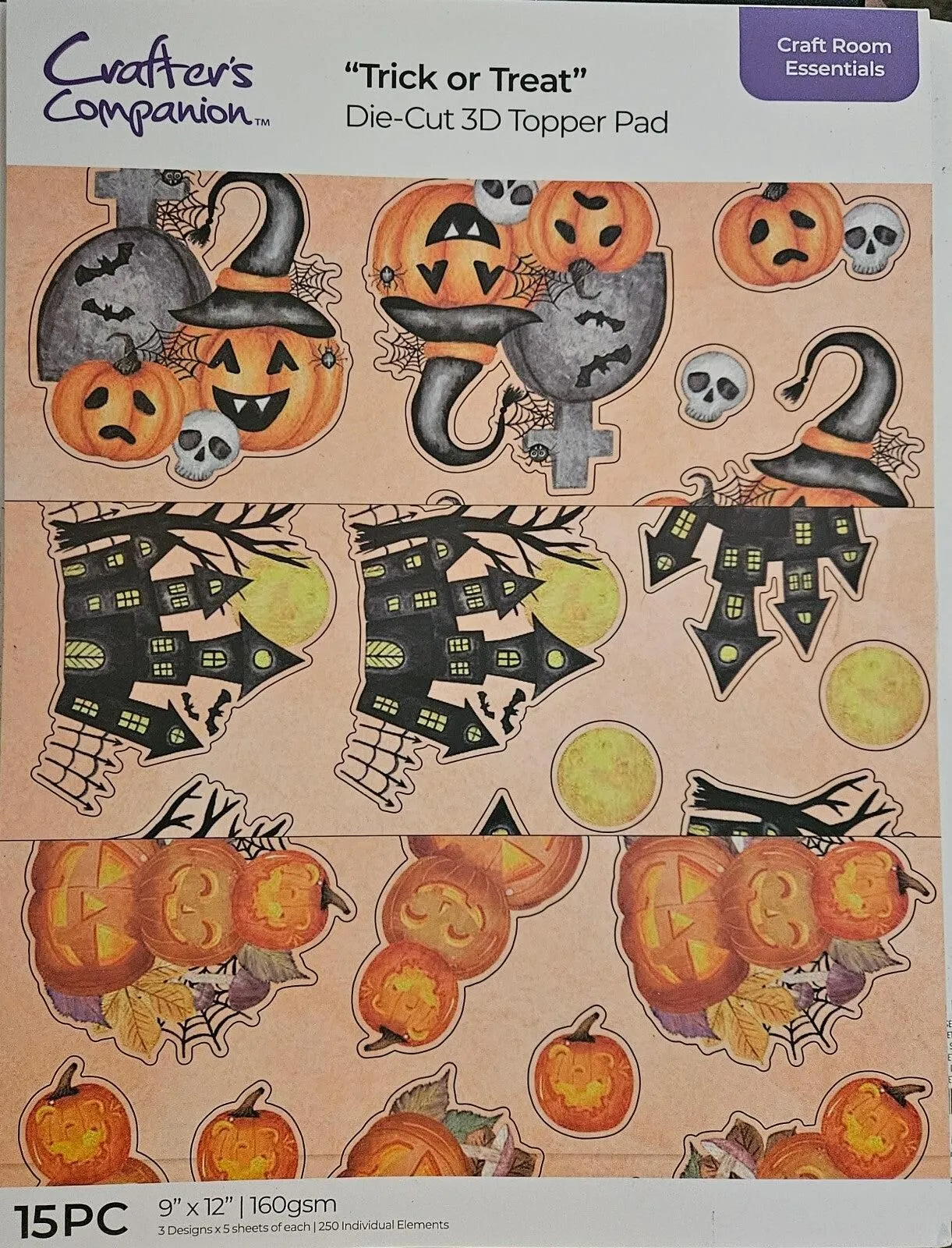 Trick or Treat Die-Cut 3D Topper Pad Crafter's Companion 250 Halloween Elements