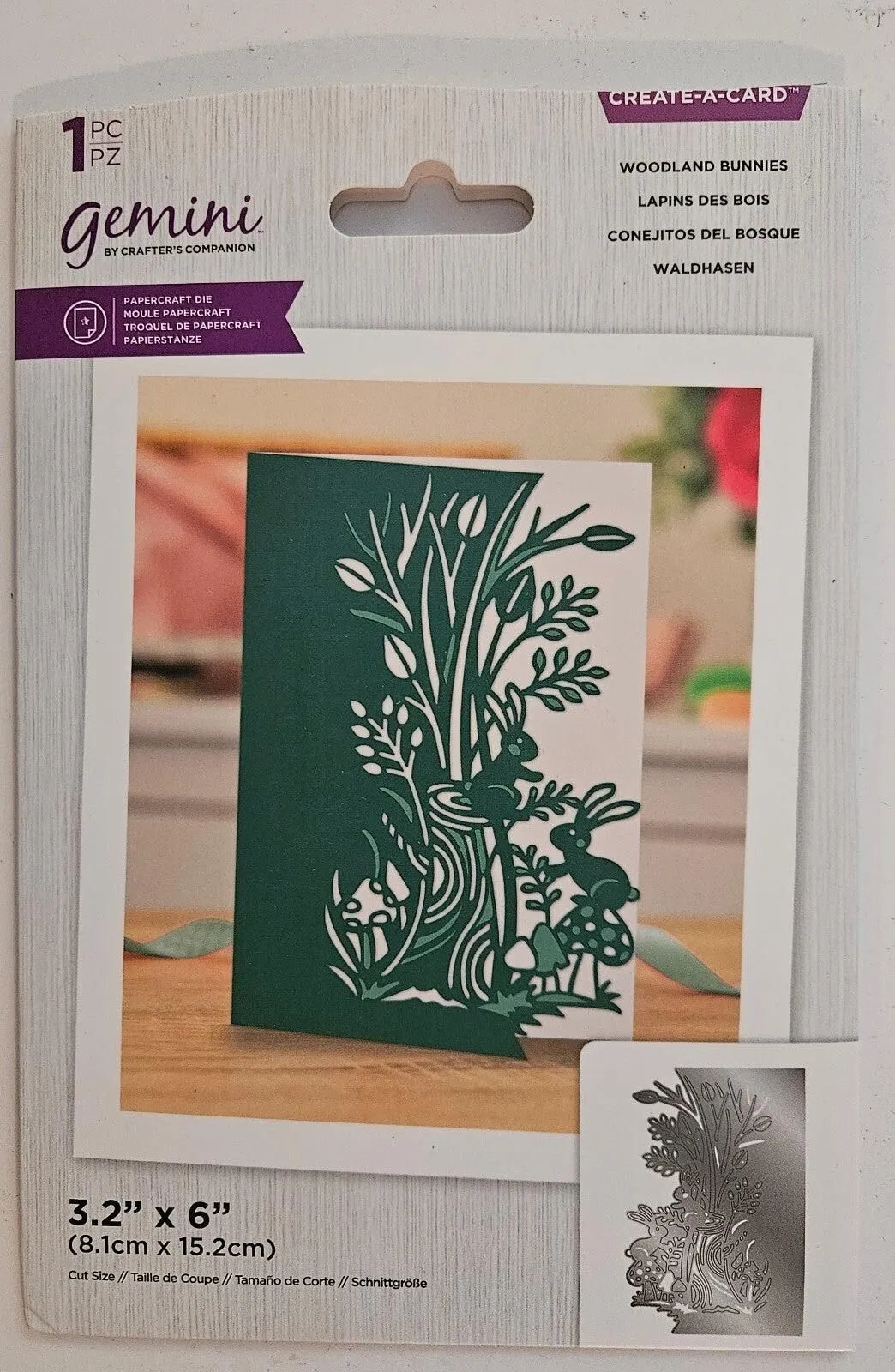 Woodland Bunnies Gemini Create-A-Card Metal Die 3.2 x 6 Inch