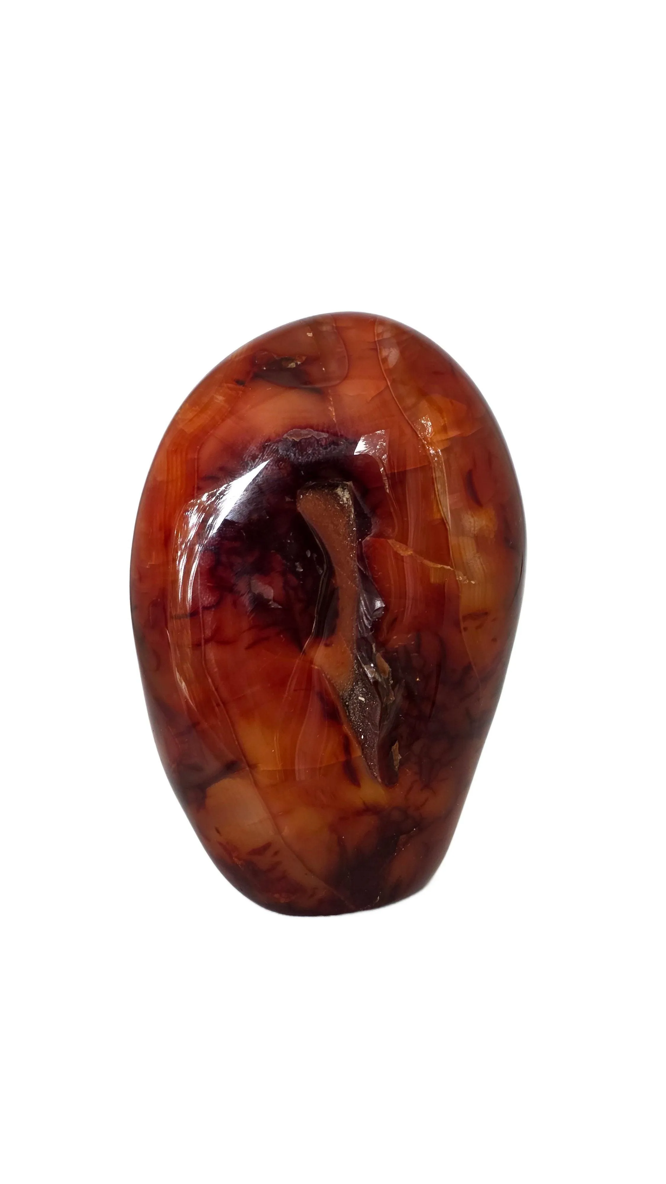 Carnelian Agate Freeform with Druzy – 539g | 4.25"