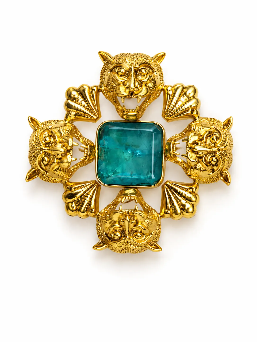 Baghika Gold-Tone Emerald Green Tiger Statement Ring | Jaipur Rose Indian Jewelry Kerala Jewelry USA