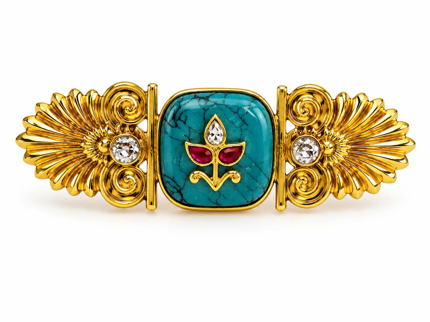 Mayurika Gold-Tone Turquoise Floral Statement Ring | Jaipur Rose Indian Jewelry Kerala Jewelry USA
