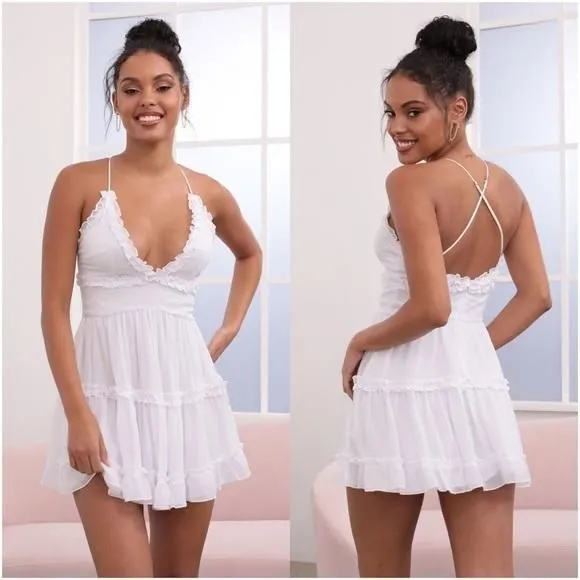 princess polly baby blue dress LUCY IN THE SKY Michaela Ruched Ruffle Dress · Whatnot: Shop, Sell, Connect