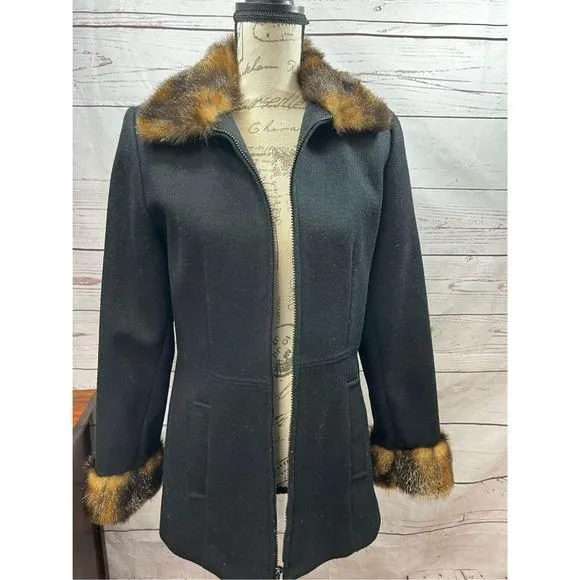Product image for Weather Tamer small black jacket with zipper and faux fur around neck