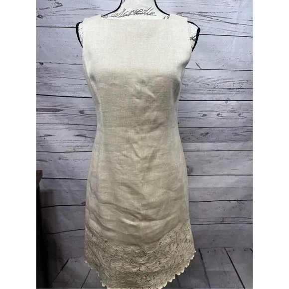 Product image for Michael Kors size 6 tan 100% linen lined sleeveless dress - 2458