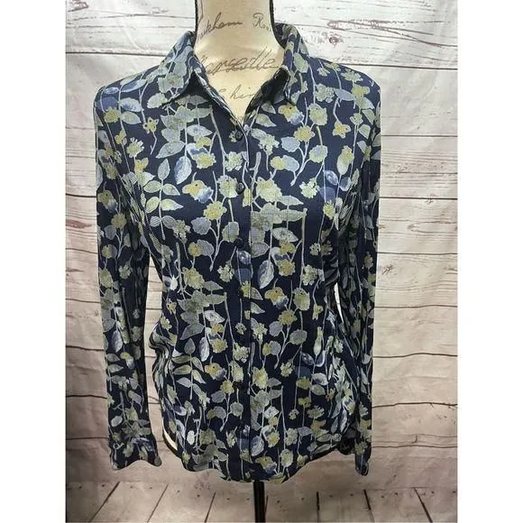 Product image for Croft and barrow medium blue pullover lined blouse -2159