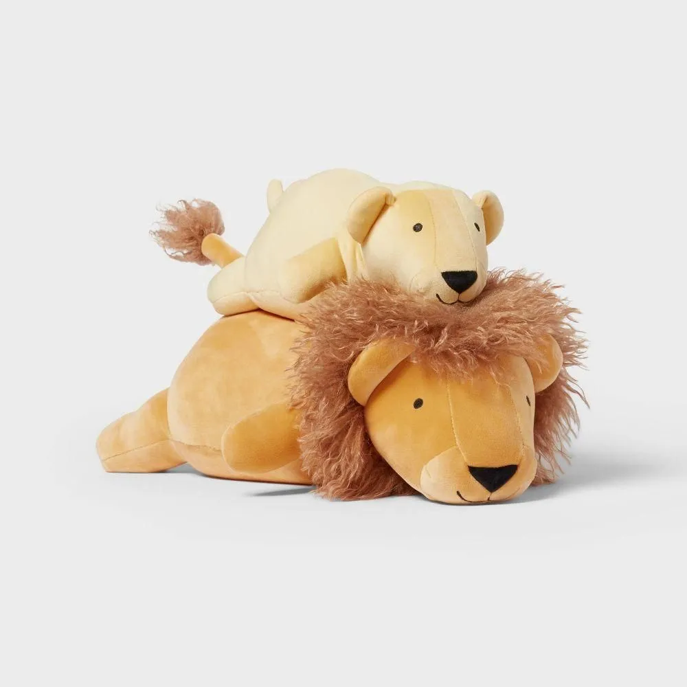 New without box - Lion and Baby Weighted Plush Kids' Throw Pillow Yellow - Pillowfort