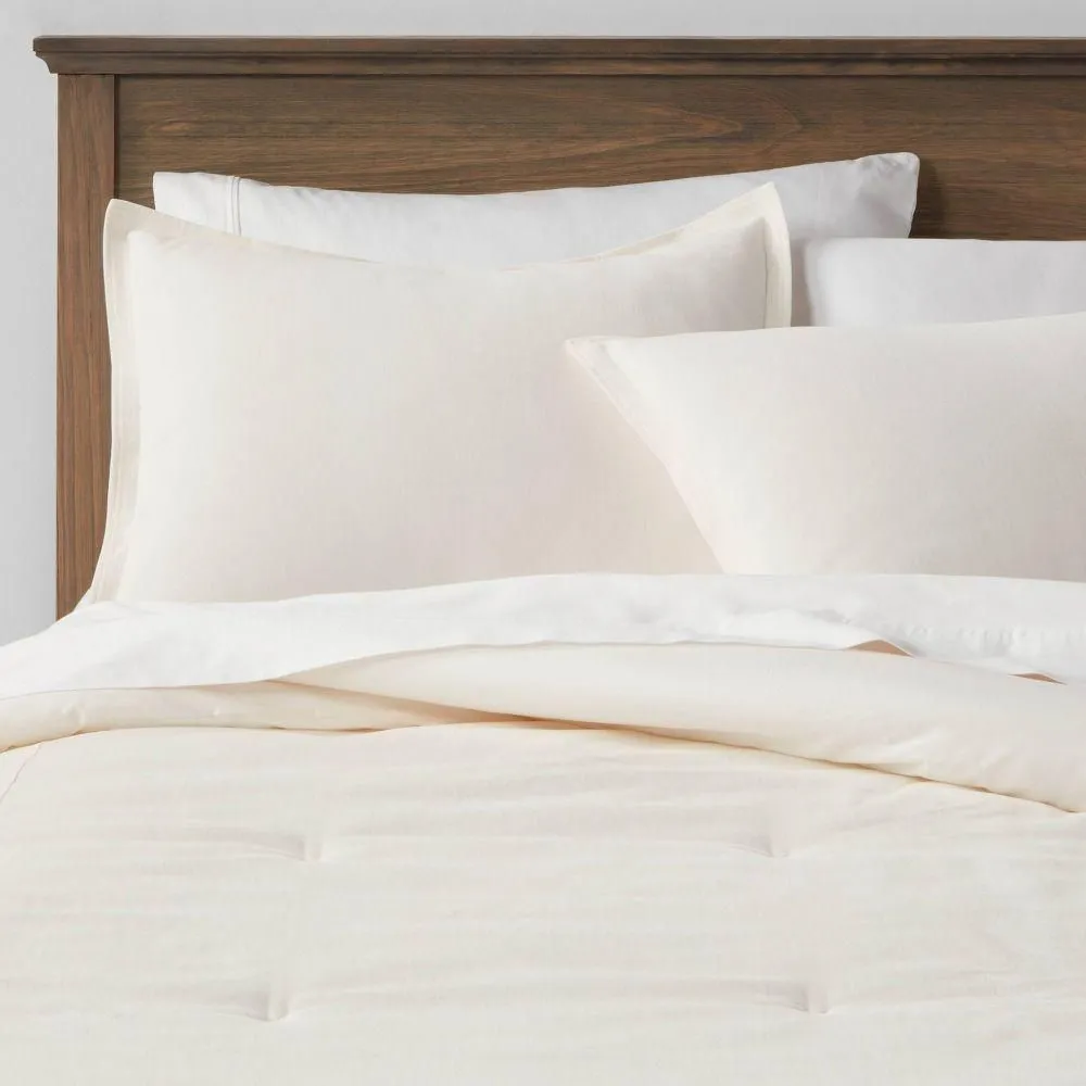 New without box - Full/Queen Cotton Velvet Comforter & Sham Set Cream - Threshold